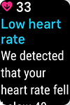 Low heart rate notification