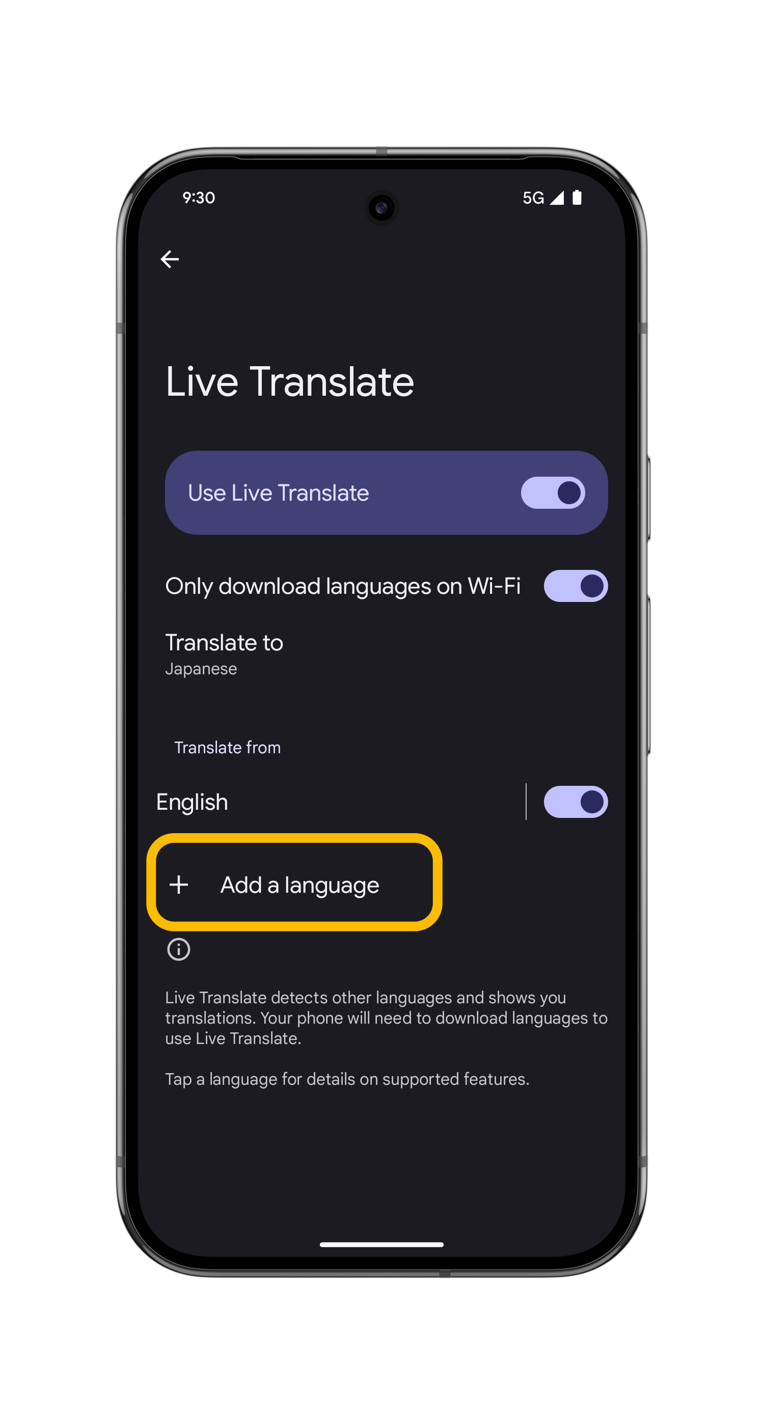 Set up & use Live Translate - Step 7 of 8