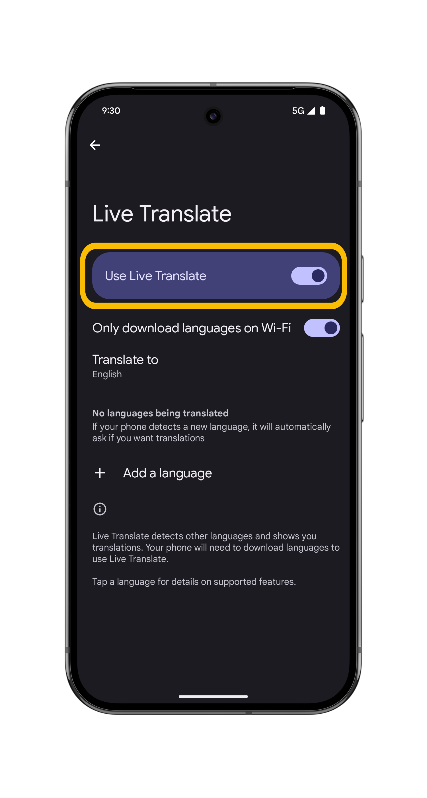 Set up & use Live Translate - Step 3 of 8