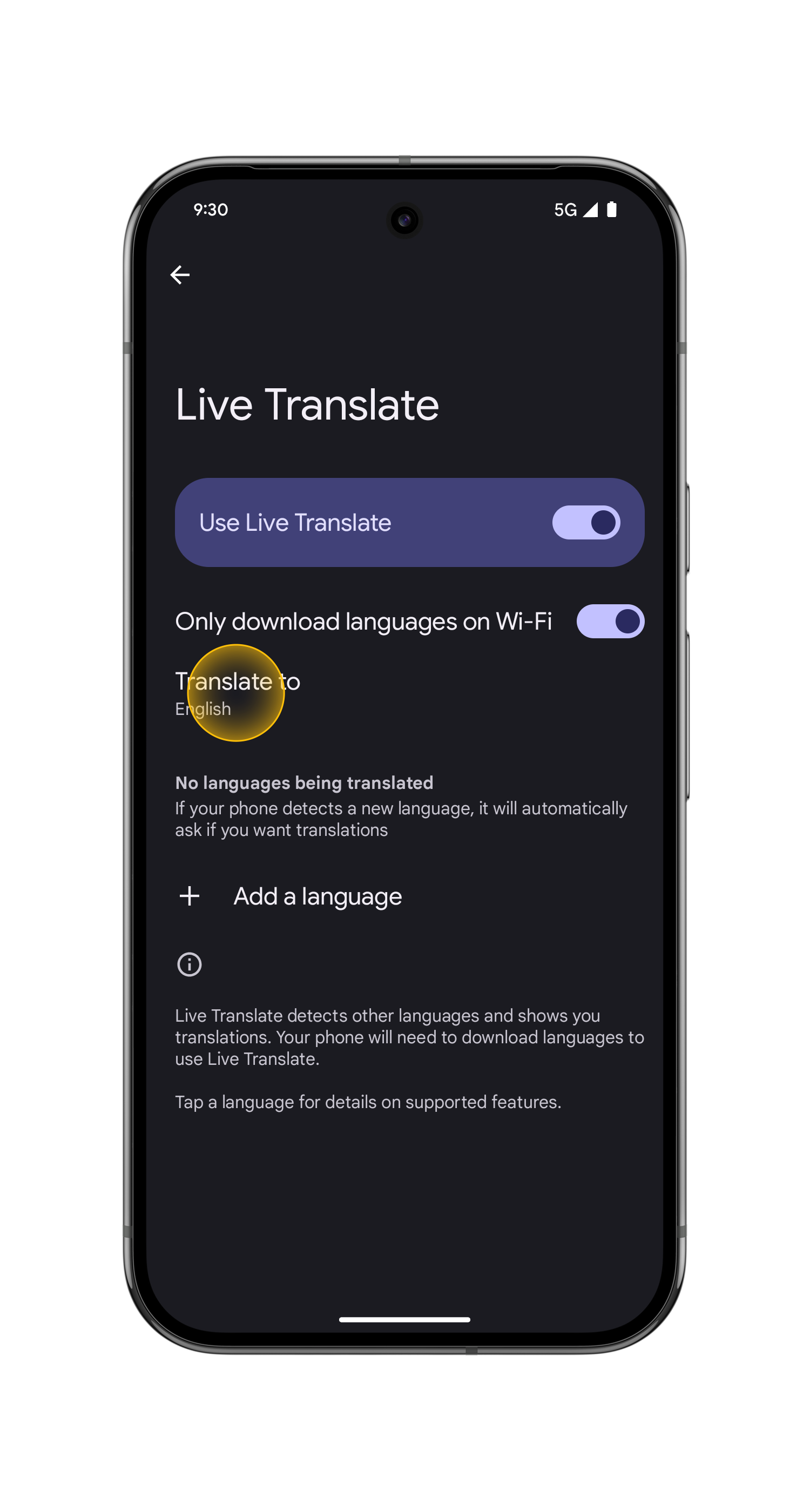 Set up & use Live Translate - Step 4 of 8