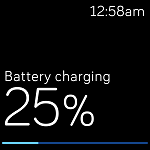 The battery charging screen, currently at 25%